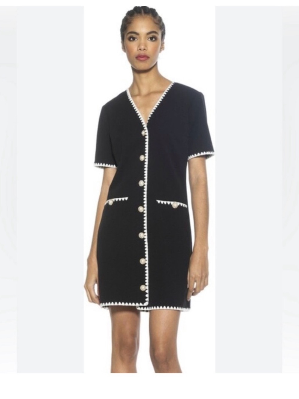 Alexia Admor Black Mini Dress with White Trim Accents